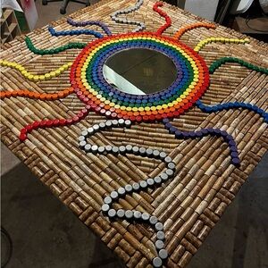 Colorful 4footX4foot wine cork wall mural